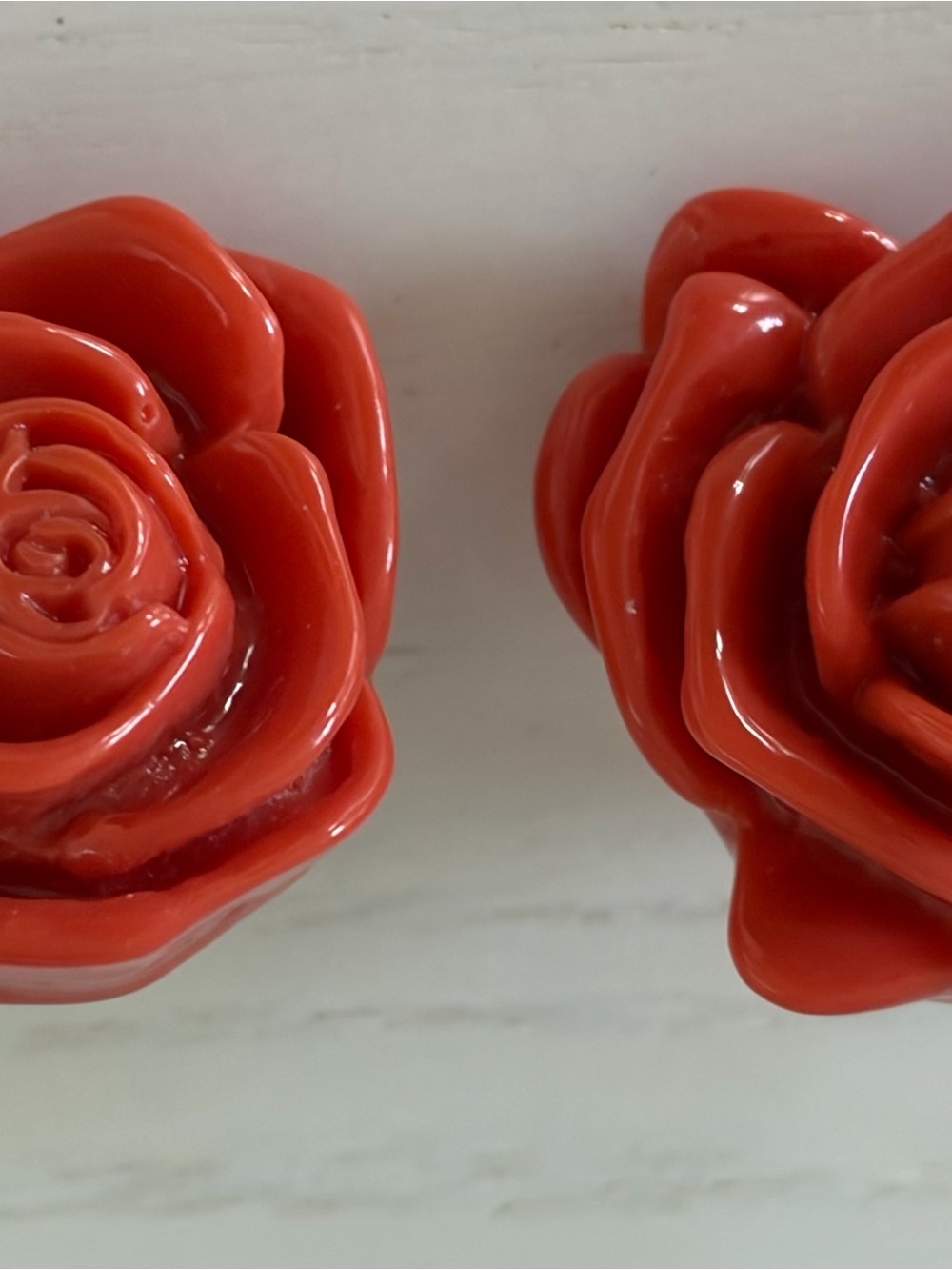 Faux Coral Rose Earring Studs